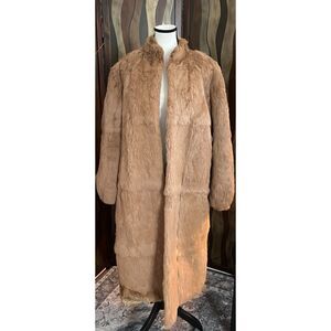 Vintage Mademoiselle full length light brown rabbit fur coat. Size L (W).